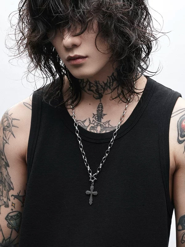 ,6234451939818, Titanium Steel Cross Necklace