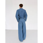 Retro Denim Shirt and Wide-Leg Pants Set 3