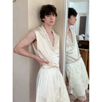 Satin Beaded V-Neck Sleeveless Vest 4