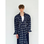 Long-Sleeve Plaid Shirt with Back Tie 2