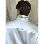 Rhinestone Collar Satin Dress Shirt 2