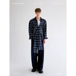 Long-Sleeve Plaid Shirt with Back Tie 1