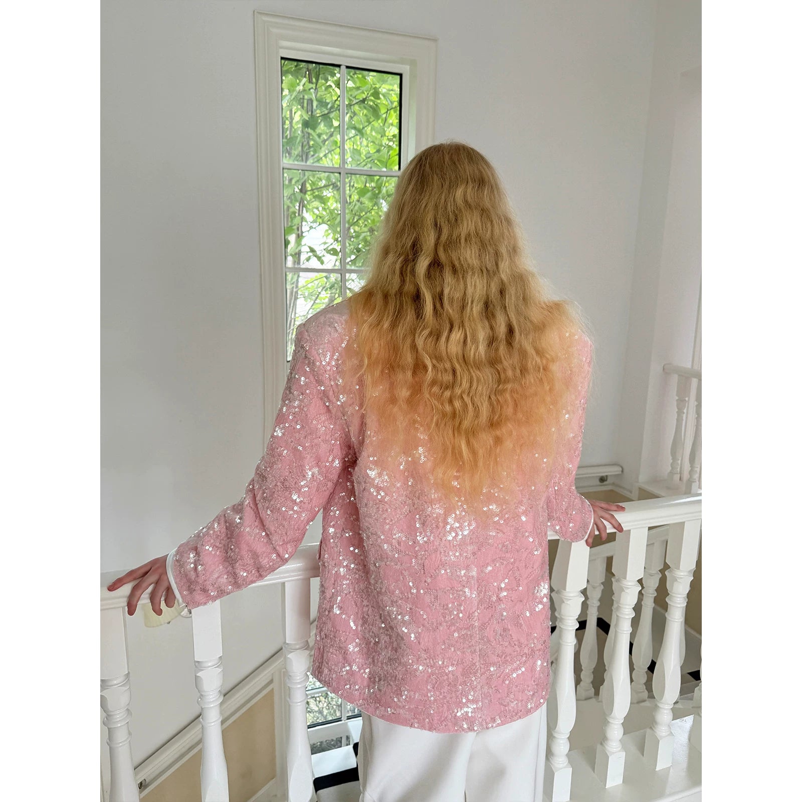 Velvet Sequin Padded Shoulder Suit Jacket 5