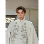 Jacquard Stand-Collar Embroidered Shawl Cape Coat 5