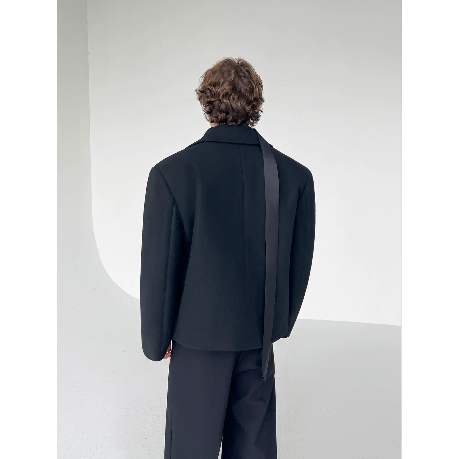 Short Wool Coat with Large Lapel 5