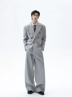 Double-Breasted Blazer and Wide-Leg Pants Set 2