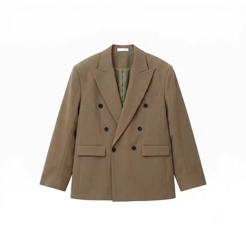 6285110638974,6285110638976,6285110638978,6285110638980, Double-Breasted Blazer and Wide-Leg Pants Set