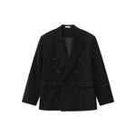 6121403621868,6121403621872,6121403621876,6121403621880, Double-Breasted Blazer and Wide-Leg Pants Set