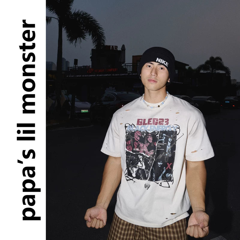 6226732290513,6226732290514,6226732290515,6226732290516, Distressed Graphic Short-Sleeve T-Shirt