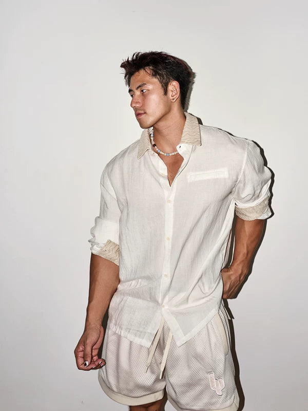 Relaxed Fit Draped Long-Sleeve Shirt 1