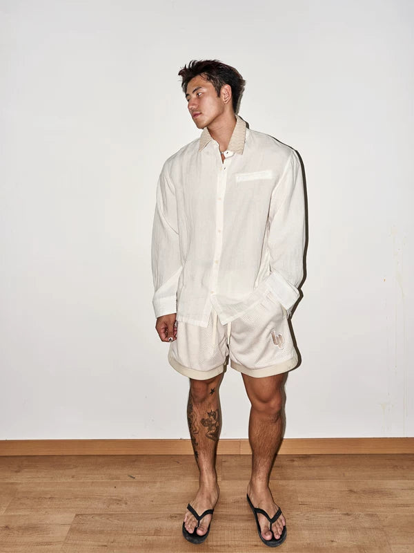 Relaxed Fit Draped Long-Sleeve Shirt 2