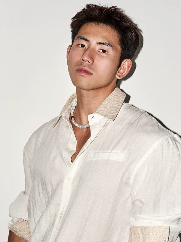Relaxed Fit Draped Long-Sleeve Shirt 5