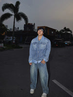 Distressed Wide-Leg Denim Pants 4