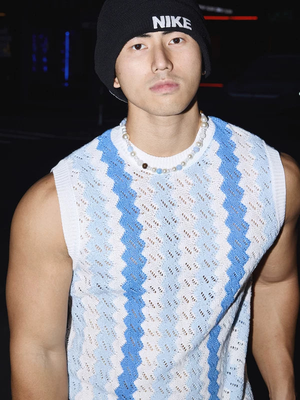 Wavy Pattern Knitted Vest 5