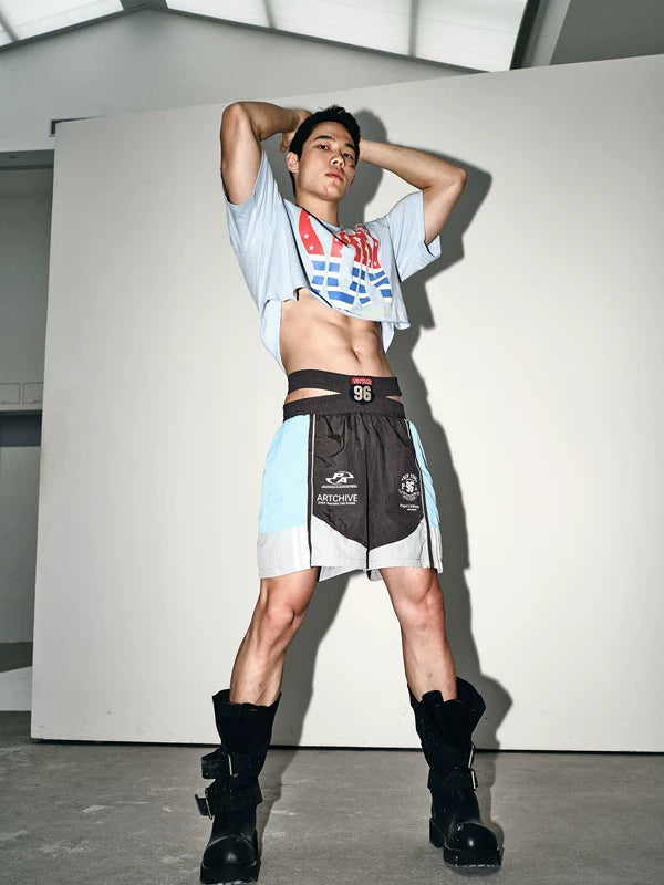 Racing Style Deconstructed Waistband Shorts 1