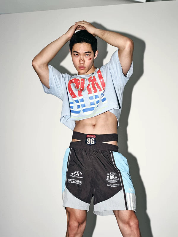 Racing Style Deconstructed Waistband Shorts 4