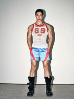 Retro Patchwork Satin Athletic Shorts 2