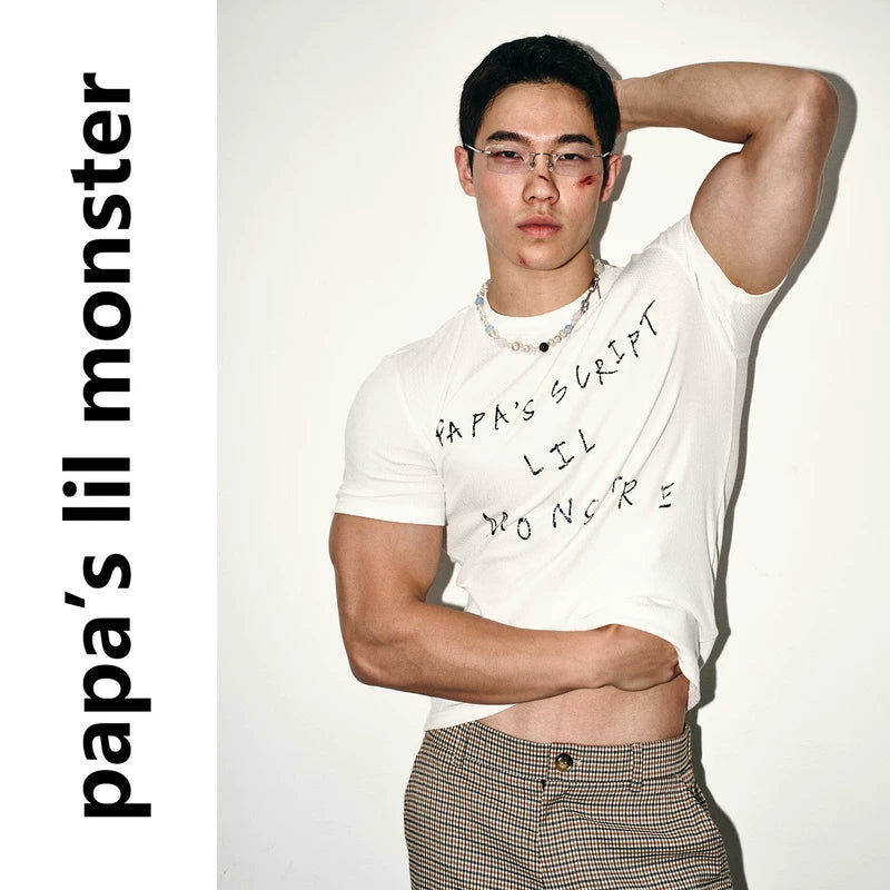 6096395049064,6096395049065,6096395049066, Slim Fit Letter Print T-Shirt