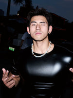 Slim Fit Crew Neck Leather T-Shirt 5