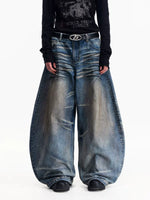 Retro Washed Ultra Wide Leg Jeans Pants 1