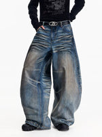 Retro Washed Ultra Wide Leg Jeans Pants 2