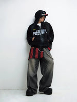 Distressed Graphic Zip Up Hooded Sweatshirt 4