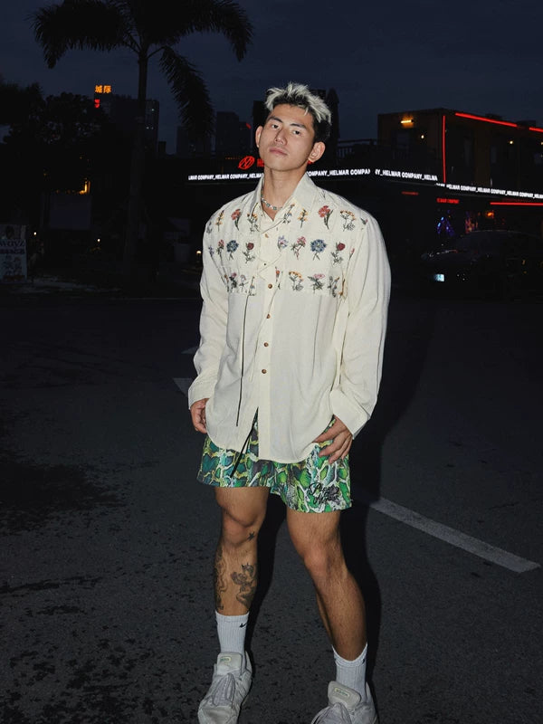 Embroidered Long-Sleeve Button-Down Shirt 5