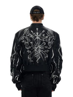 Embroidered Leather Motorcycle Jacket 3