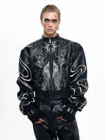 Embroidered Leather Motorcycle Jacket 4