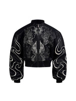 Embroidered Leather Motorcycle Jacket 5