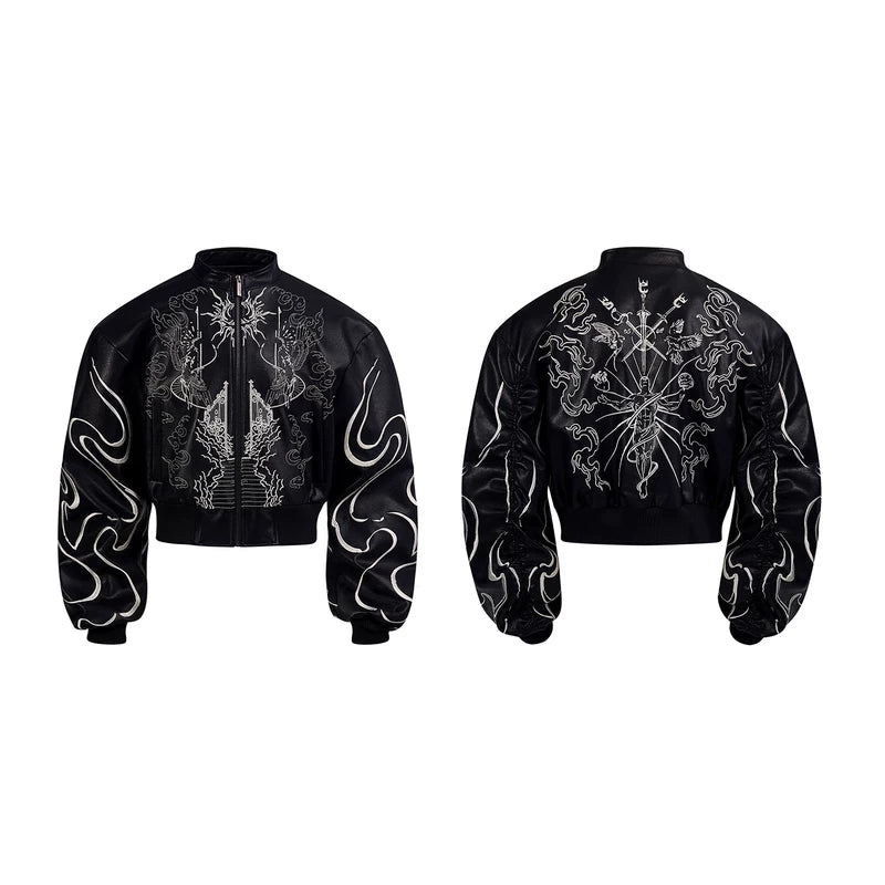 6032517506264,6032517506265,6032517506266,6032517506267, Embroidered Leather Motorcycle Jacket
