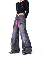 Distressed Graphic Print Wide-Leg Pants 3
