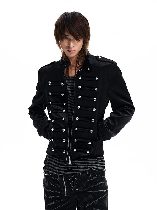 Velvet Napoleon Stand Collar Jacket 1