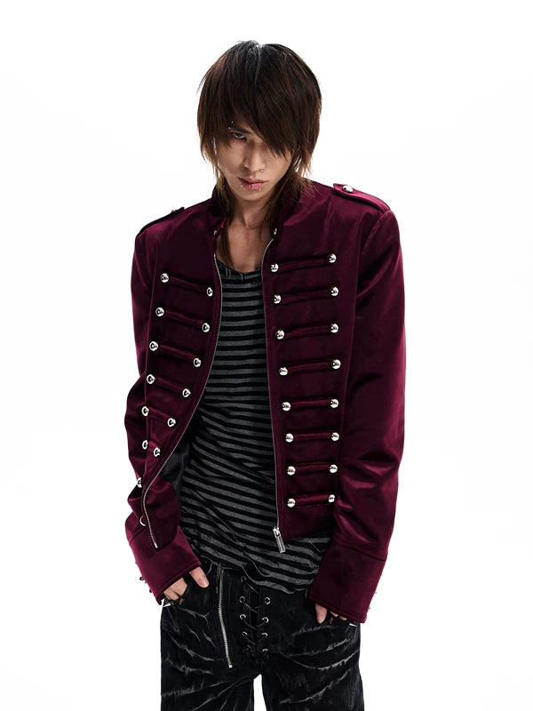 Velvet Napoleon Stand Collar Jacket 3