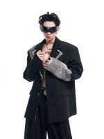 Lace-Trimmed Double-Breasted Suit Jacket 2