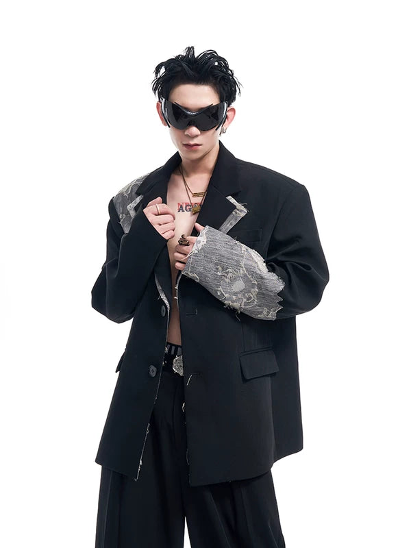 Lace-Trimmed Double-Breasted Suit Jacket 2