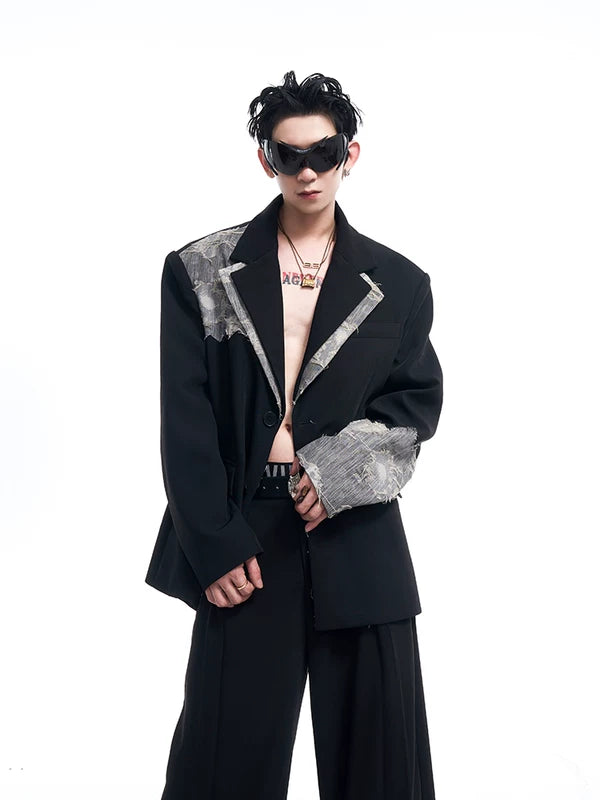 Lace-Trimmed Double-Breasted Suit Jacket 3