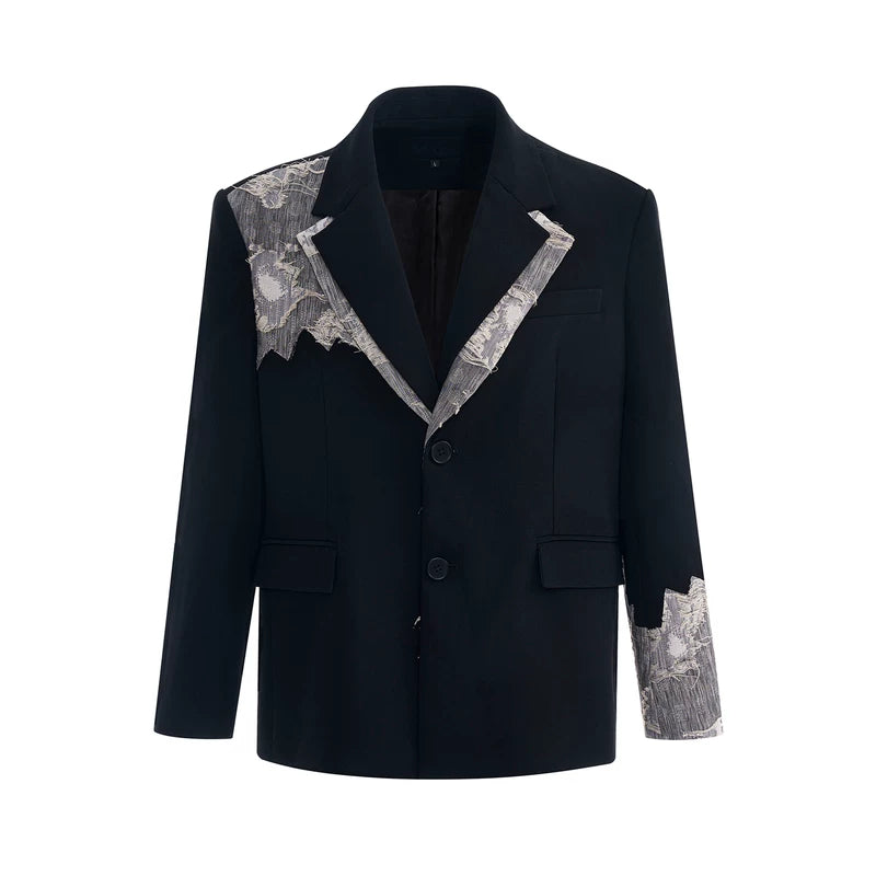 5750511974808,5750511974809,5750511974810,5750511974811, Lace-Trimmed Double-Breasted Suit Jacket