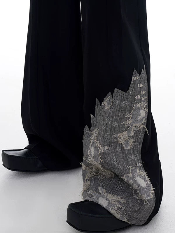Lace-Trimmed Double-Fold Wide Leg Pants 2