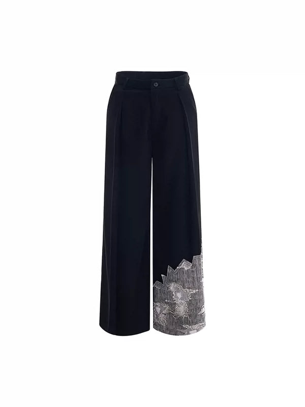 Lace-Trimmed Double-Fold Wide Leg Pants 5