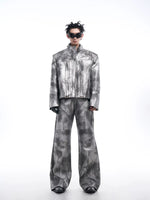 Metallic Leather Motorcycle Jacket 2