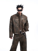 Metallic Leather Motorcycle Jacket 4