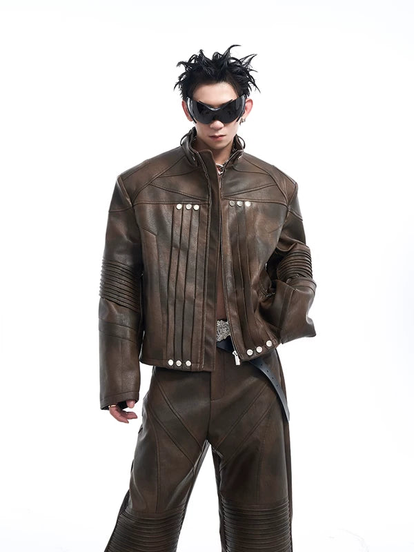 Metallic Leather Motorcycle Jacket 4