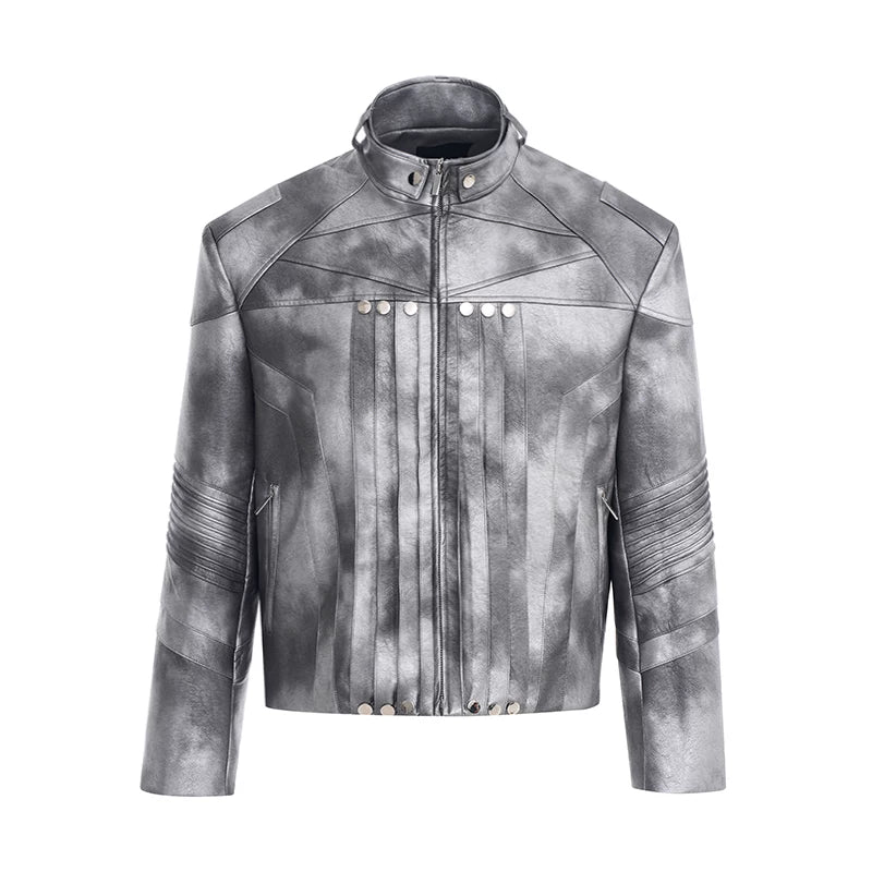 5582126148031,5582126148032,5582126148033,5582126148034, Metallic Leather Motorcycle Jacket