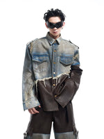 Distressed Patchwork Denim Jacket 2