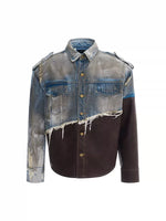 Distressed Patchwork Denim Jacket 5