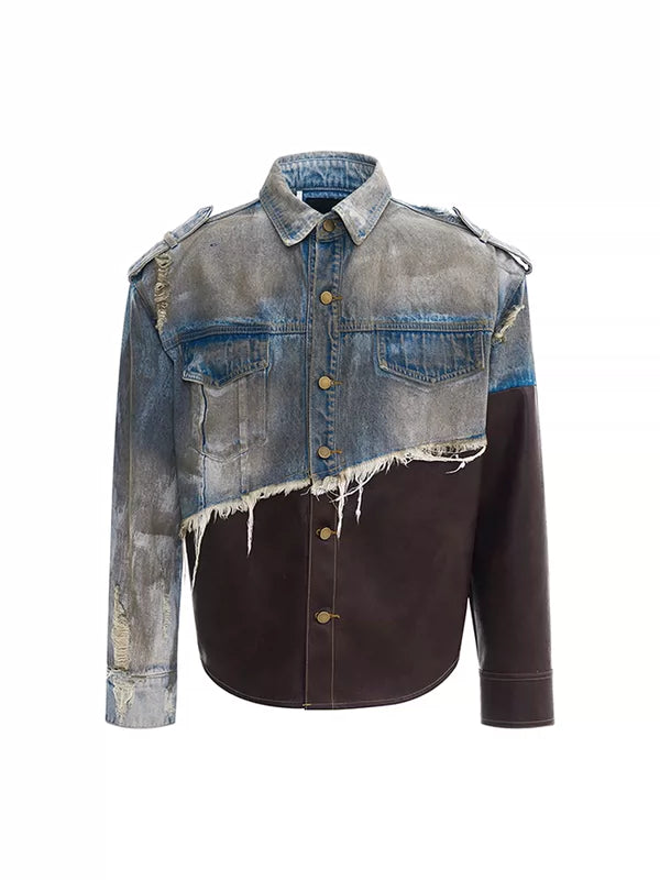 Distressed Patchwork Denim Jacket 5