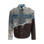 5752455583432,5752455583433,5752455583434,5752455583435, Distressed Patchwork Denim Jacket