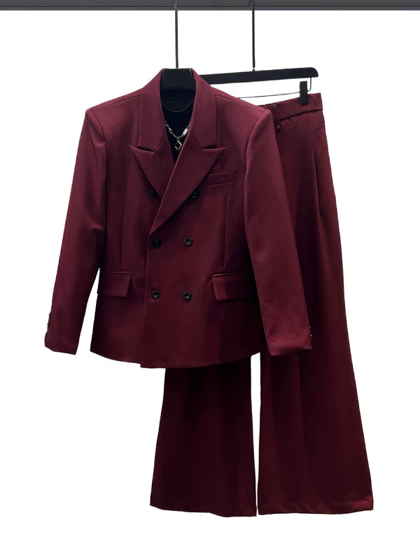 Double-Breasted Suit with Wide-Leg Pants 1