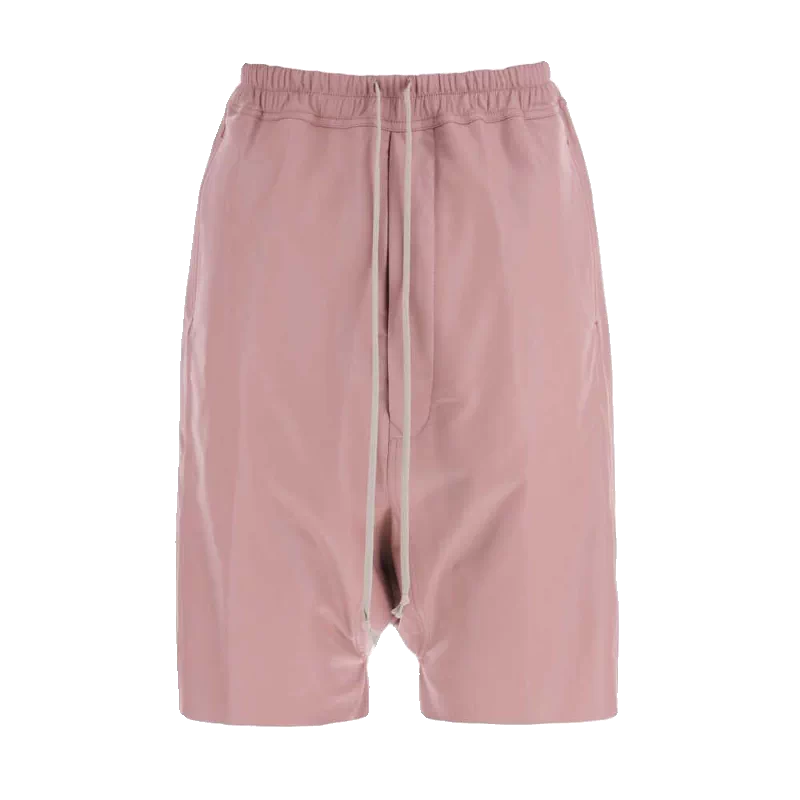 Elastic Waist Drop Crotch Leather Shorts 2